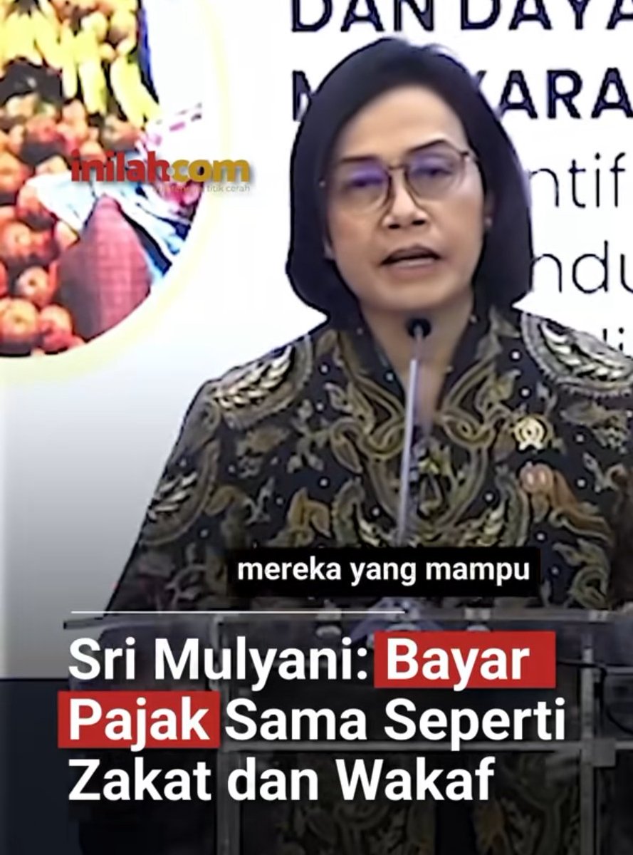 tacnce's tweet photo. Di tengah ramainya kenaikan pajak bumi dan bangunan (PBB) di Pati dan Jombang, Menteri Keuangan Sri Mulyani melontarkan pernyataan kontroversi, bayar pajak sama dengan zakat dan wakaf https://t.co/pFPiyLdWbR