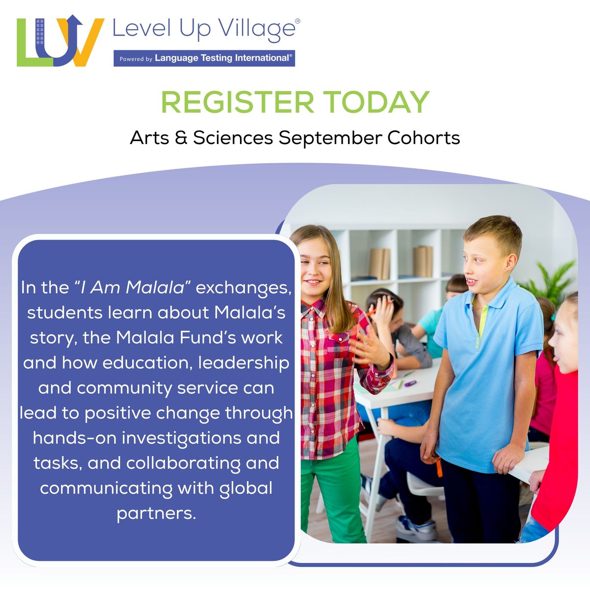 LevelUpVillage's tweet image. In this course, students: explore Malala’s story, engage in hands-on activities that show they can create real change, &amp;amp; collaborate with global peers. Empower the next generation of changemakers. Register ow.ly/m9jF50WuoFe
#ProjectBasedLearning #GlobalLearning