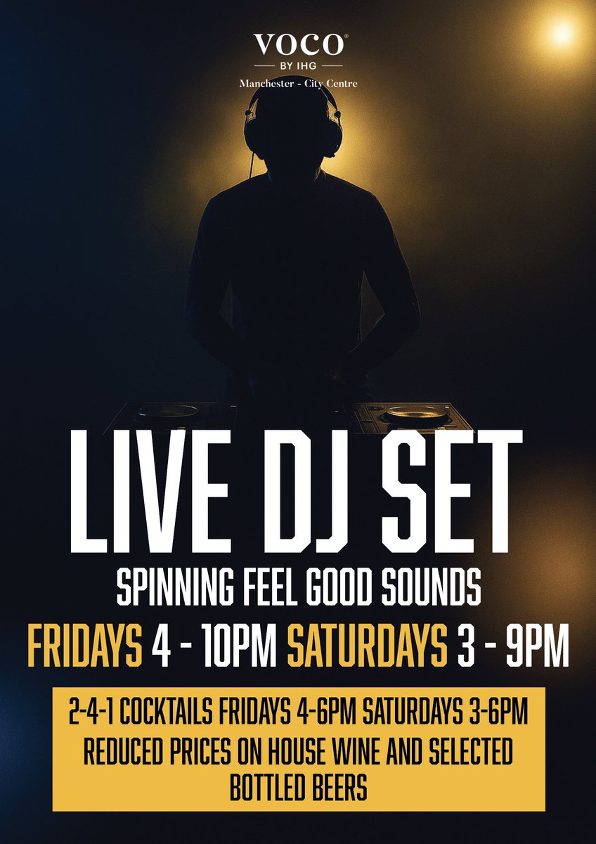 ManchesterPride's tweet image. 🌈🎶 Your Weekend, Remixed at voco Manchester City Centre. This Pride, the party starts here — with live DJs, discounted drinks, and a special Pride cocktail menu ✨  🏳️‍🌈💃🍹 #vocoManchester  #ManchesterPride #PrideVibes #DJNights #PrideCocktails #Pride2025 AD