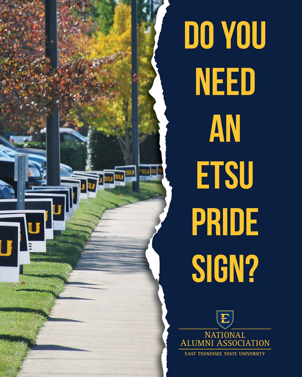 ETSU PRIDE signs are a gift to you from the Alumni Association. If you want one, check out the link in our bio for businesses throughout the region to get them for free! #ETSUPRIDE365

ow.ly/rFyA50WzGZ6