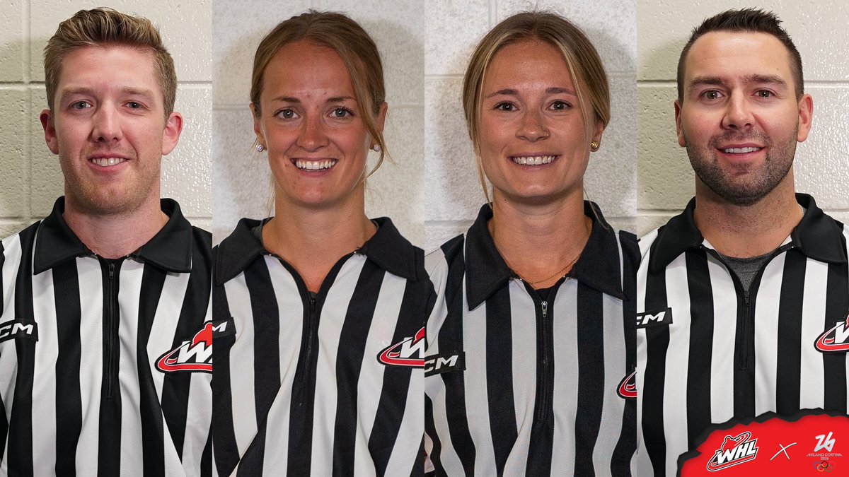 Ready to 'dazzle' in Italy!🦓

Western Hockey League officials Mike Campbell, Alex Clarke, Cianna Lieffers, and Tarrington Wyonzek have been named to the officiating roster for the 2026 Olympic Winter Games.

📝 | tinyurl.com/4zewttjh