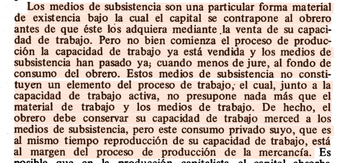 Una contribución al respecto. 

[Das Kapital. Erstes Buch, Der Produktionsprozess des Kapitals. 
Sechstes Kapitel. Resultate des unmittelbaren Produktionsprozesses]
x.com/rosarojadelsur…