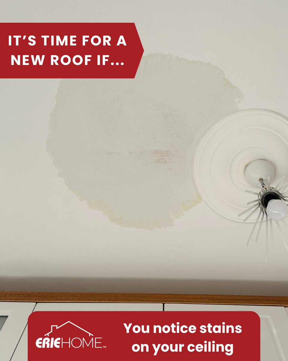 Ceiling stains aren’t just an indoor issue—they’re a roof issue.
What you see inside is often the last step in a long leak. 
🔧 Get peace of mind—schedule a free roof inspection with Erie Home!

#ErieHome #Roof #Inspection #WaterDamage