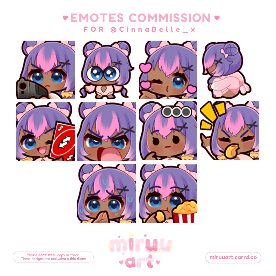 Cinnabelle ✨ (@cinnabelle_x) on Twitter photo Hey! I heard ya'll wanted to see my ✨new emotes✨!!
So super cute!! 🥹 I love these so much!!
Thank you Miruu!! You absolute doll!!
🎨: <a href="/MiruuArt/">miruu 🌷🌸COMMS OPEN 🌷</a>
#CinnaArt #Twitchemotes #Discordstickers Hey! I heard ya'll wanted to see my ✨new emotes✨!!
So super cute!! 🥹 I love these so much!!
Thank you Miruu!! You absolute doll!!
🎨: <a href="/MiruuArt/">miruu 🌷🌸COMMS OPEN 🌷</a>
#CinnaArt #Twitchemotes #Discordstickers