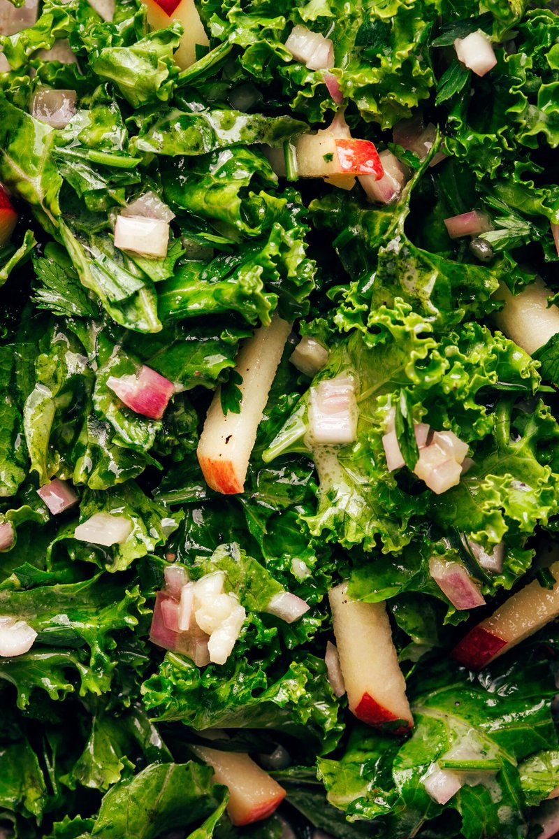 1-bowl, 10-minute KALE APPLE SLAW! 🥬🍎 A simple, five-star salad perfect for the seasonal transition from summer ☀️ to fall 🍂! It's sweet, crunchy &amp; fresh with a zippy Dijon vinaigrette! Tap the link for the recipe: l8r.it/veyi