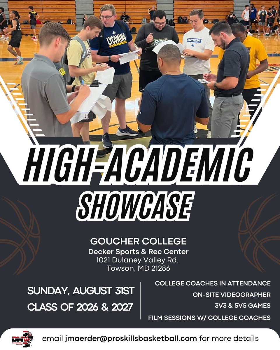 Pro Skills Washington DC (@proskillsdc) on Twitter photo We’re happy to have <a href="/McDaniel_MBB/">McDaniel Basketball</a> Assistant Coach, <a href="/CoachGarvis/">Carson Garvis</a>, in attendance at our High-Academic Showcase at <a href="/gouchercollege/">Goucher College</a> on Aug 31st.
Less than 20 days out. 👀
Be sure to email jmaerder@proskillsbasketball.com for registration details, see you there! 🏀 We’re happy to have <a href="/McDaniel_MBB/">McDaniel Basketball</a> Assistant Coach, <a href="/CoachGarvis/">Carson Garvis</a>, in attendance at our High-Academic Showcase at <a href="/gouchercollege/">Goucher College</a> on Aug 31st.
Less than 20 days out. 👀
Be sure to email jmaerder@proskillsbasketball.com for registration details, see you there! 🏀