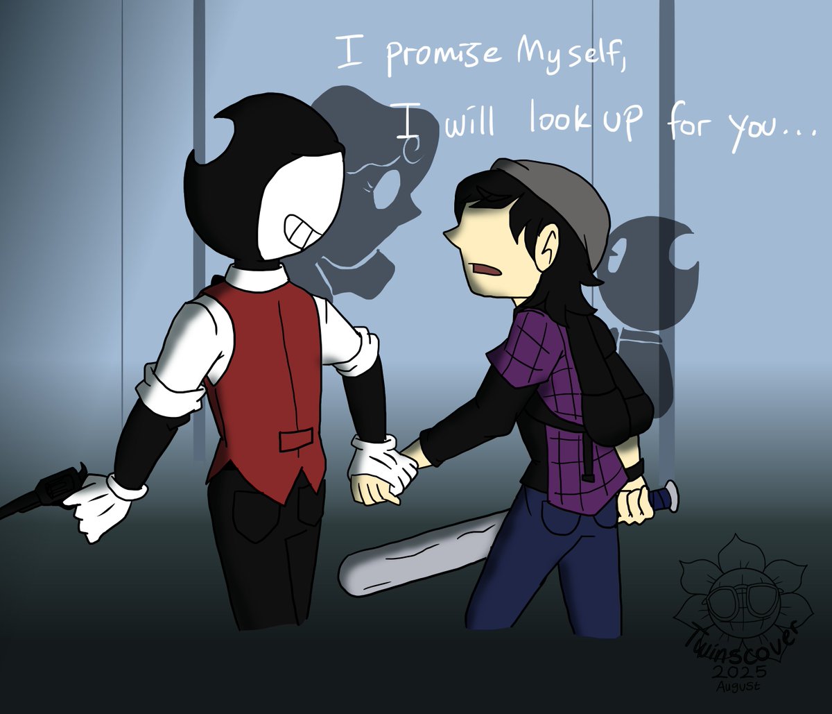 twinscover12's tweet photo. Day 13 of The Ink Demonth 2025, Promise.
Bendy make promise to himself and Roxas he will always look up his boy, no matter situation.
#theinkdemonth #bendyandtheinkmachine #bendyandthedarkrevival #batim #batdr #batimau #batimoc #bendythedancingdemon #roxasdimburg #moderntoonau https://t.co/8Iiwkpl3Wr