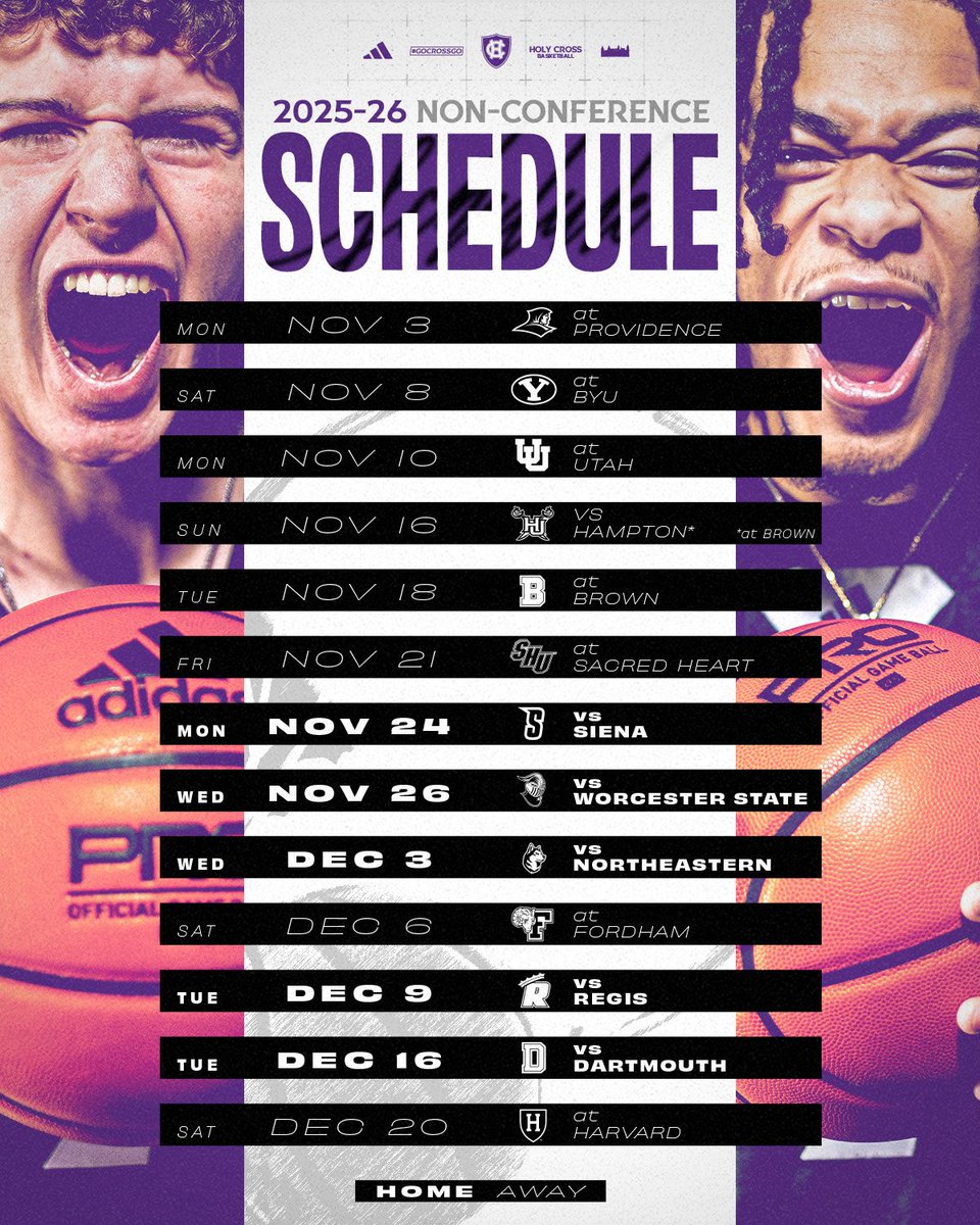The 2025-26 non-conference opponents ✝️

🗓️ bit.ly/HCMBBsched

#GoCrossGo