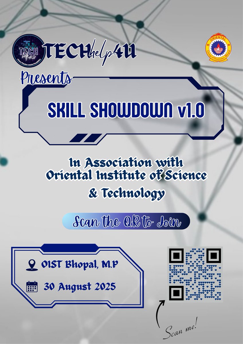 TECH_help4U's tweet image. The wait is over – TECHhelp4U Fest 2025 is here!
30 Aug 2025 | OIST, Bhopal
Tech talks, networking, goodies &amp;amp; exclusive challenges.
Tickets: ₹100/₹200/₹300 (Premium with swags)
Limited seats – Register: konfhub.com/skill-showdown…
#TECHhelp4U #TechFest2025