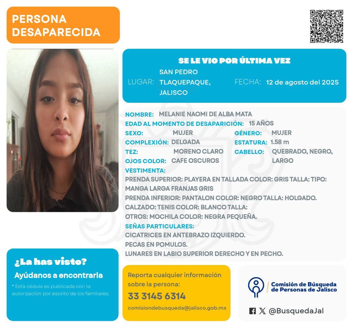 elsamarthagtz (@elsamarthagtz) on Twitter photo #Jalisco
“Su mamá la llevó a la Preparatoria 6 de la <a href="/udg_oficial/">Universidad de Guadalajara</a> y desapareció”, compartió su tía Claudia.
Melanie Naomi cursa el segundo semestre. #Jalisco
“Su mamá la llevó a la Preparatoria 6 de la <a href="/udg_oficial/">Universidad de Guadalajara</a> y desapareció”, compartió su tía Claudia.
Melanie Naomi cursa el segundo semestre.