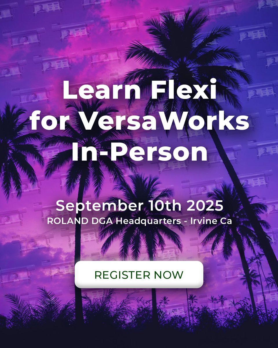 🎨 Master Flexi + VersaWorks! Sept 10 @ Roland HQ, Irvine CA. 
☑️Hands-on w/ Mark Rugen &amp; Roland DGA. 🎁 eCourse + Color Guide. 

🎯Seats limited → adendo.com/product/ffvw91…

#FlexiComplete #VersaWorks