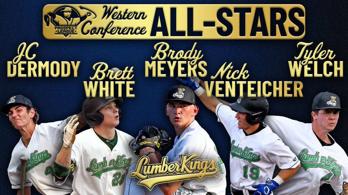 Clinton LumberKings (@lumberkings) on Twitter photo The <a href="/ProspectLeague/">Prospect League</a> Western Conference
managers have chosen FIVE LumberKings to be full
season All-Stars! Big congrats to <a href="/jcdermody03/">JC Dermody</a>,
Brett White, <a href="/BrodyOde2/">Brody Meyers</a>, @nickventeicher, and
Tyler Welch!
#CrownedInClinton The <a href="/ProspectLeague/">Prospect League</a> Western Conference
managers have chosen FIVE LumberKings to be full
season All-Stars! Big congrats to <a href="/jcdermody03/">JC Dermody</a>,
Brett White, <a href="/BrodyOde2/">Brody Meyers</a>, @nickventeicher, and
Tyler Welch!
#CrownedInClinton