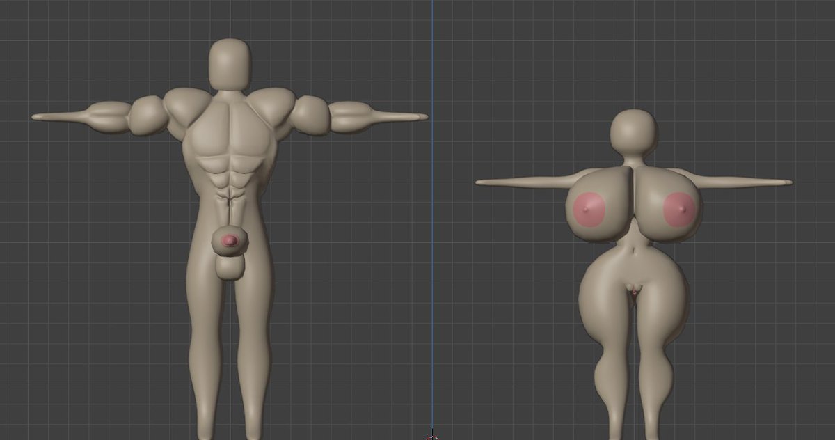 Hola a todos los kyodaikaiju heterovergudos del Xibalbá, estoy haciendo unos modelos para mi cuenta de X Videos, y en este caso, estoy apenas comenzando a modelar los cuerpazos

#Akaxulub #rule34 #nude #3DModeling #Blender #WIP