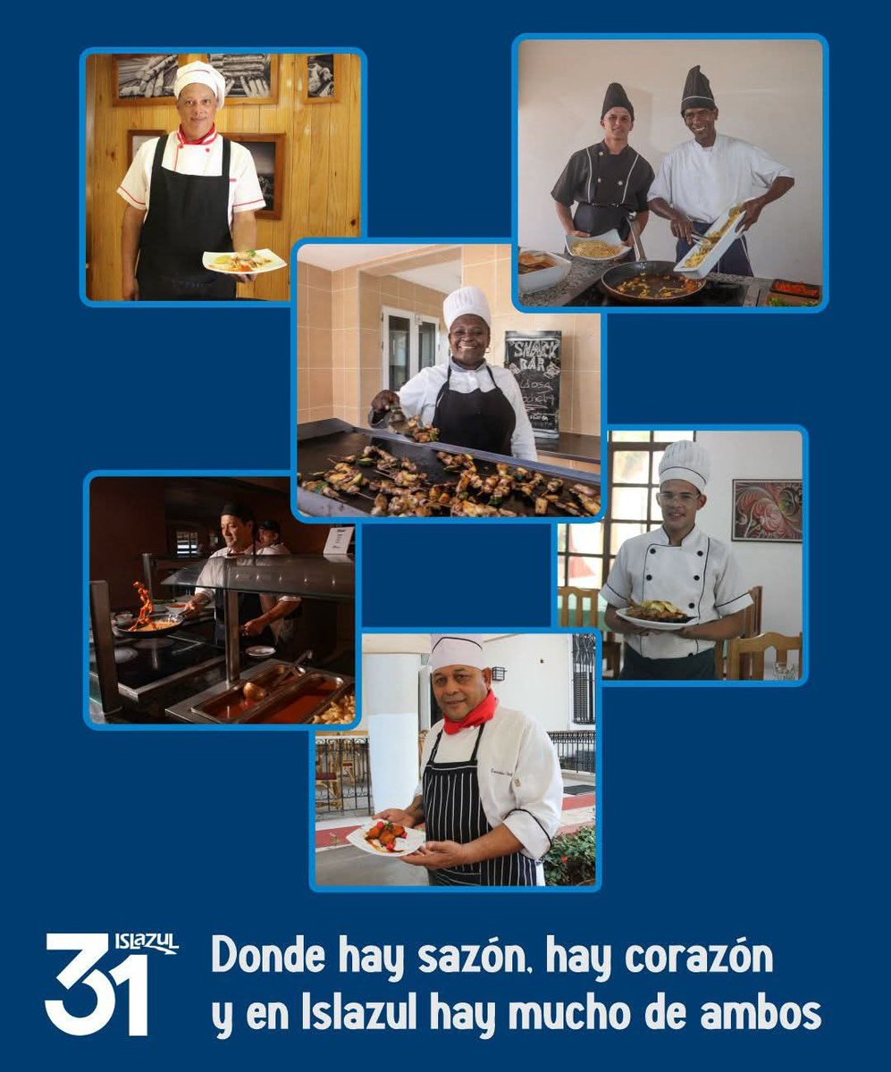 👨‍🍳 Cocineros y 👩‍🍳 cocineras de #Islazul, guardianes de la sazón cubana y artistas del fogón en cada una de nuestras instalaciones 

Son ellos quienes, cada día, cocinan con el corazón para que tú disfrutes de un rico plato criollo 😋
<a href="/IslazulV/">Islazul_Varadero</a>