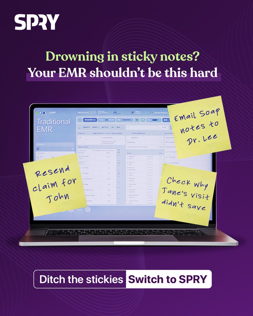 SPRY PT (@spry575503) on Twitter photo If your EMR needs sticky notes to remember stuff… congrats, you’re running an expensive bulletin board. 📝📌
Ditch the stickies: sprypt.com
#healthtech #emrsoftware #ushealthcare #sprypt #digitalhealth #clinicmanagement #medicalsoftware  #practiceowners #spry If your EMR needs sticky notes to remember stuff… congrats, you’re running an expensive bulletin board. 📝📌
Ditch the stickies: sprypt.com
#healthtech #emrsoftware #ushealthcare #sprypt #digitalhealth #clinicmanagement #medicalsoftware  #practiceowners #spry