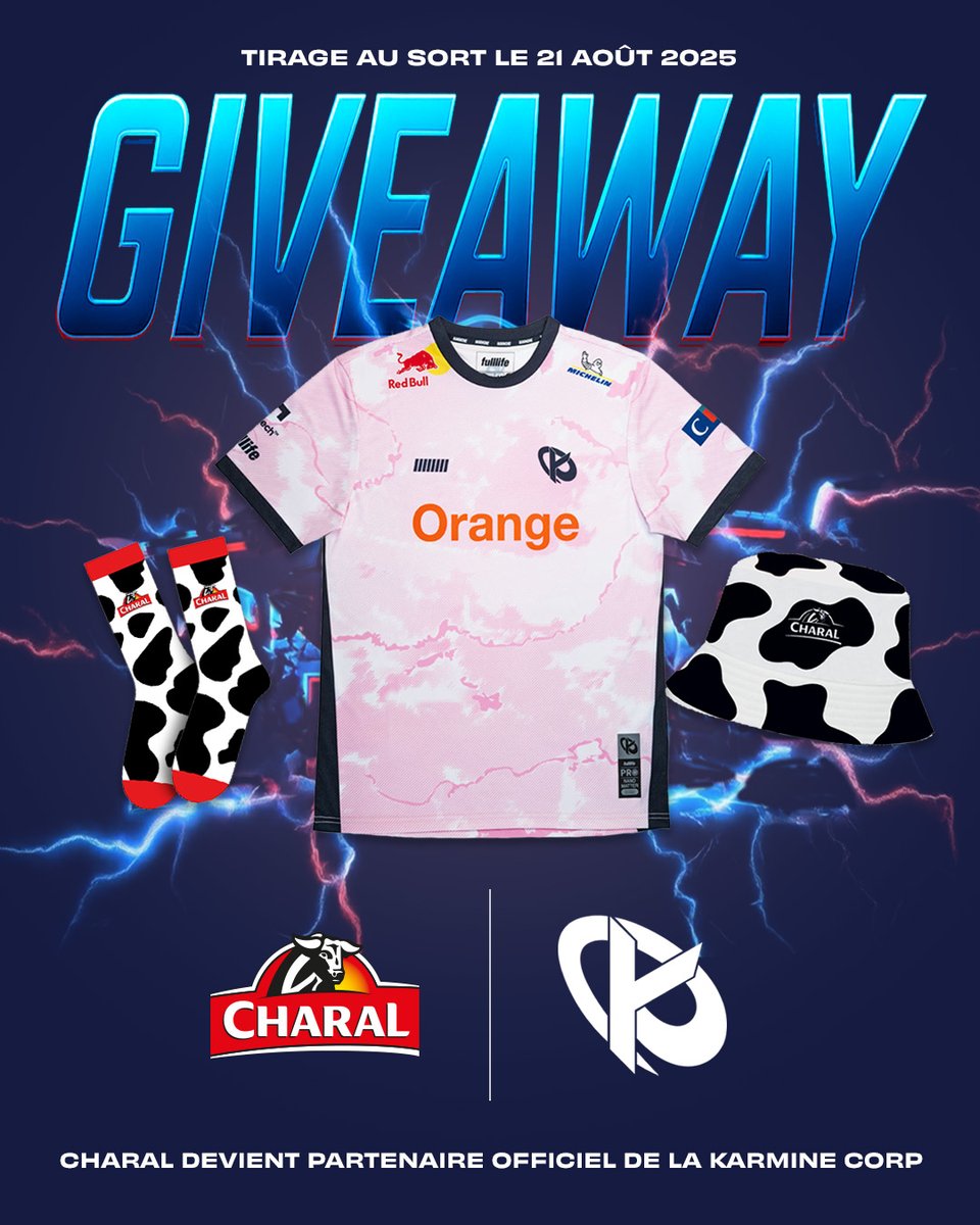 CHARAL VIVONS ESPORT (@charalesport) on Twitter photo Cette année, Charal buff la <a href="/KarmineCorp/">Karmine Corp</a> 💪🔥
Pour fêter ce partenariat et vous faire vivre fort cette nouvelle aventure, on vous fait gagner le skin ultime : le pack Charal x Karmine.
Pour participer :
🔁 RT ce tweet
👀 Follow <a href="/KarmineCorp/">Karmine Corp</a> & <a href="/CharalEsport/">CHARAL VIVONS ESPORT</a>
TAS le 21/08 ! Cette année, Charal buff la <a href="/KarmineCorp/">Karmine Corp</a> 💪🔥
Pour fêter ce partenariat et vous faire vivre fort cette nouvelle aventure, on vous fait gagner le skin ultime : le pack Charal x Karmine.
Pour participer :
🔁 RT ce tweet
👀 Follow <a href="/KarmineCorp/">Karmine Corp</a> & <a href="/CharalEsport/">CHARAL VIVONS ESPORT</a>
TAS le 21/08 !