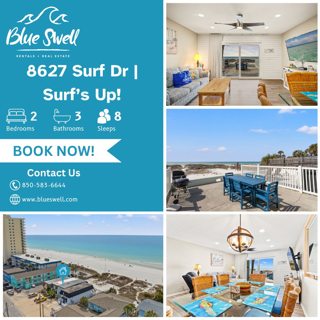 goblueswell's tweet photo. πββοΈ Surfβs Up! | 2BR Β· 3BA Β· Sleeps 8
Steps from the sand, Gulf views all day, and pet-friendly! πΎβοΈ Your beachfront escape is waiting. ππ
https://t.co/oPZL6Szq1E
#SurfsUpPCB #Beachfront #BlueSwell #PCB #VacationRental #Vacay https://t.co/w20xyZF7Nb