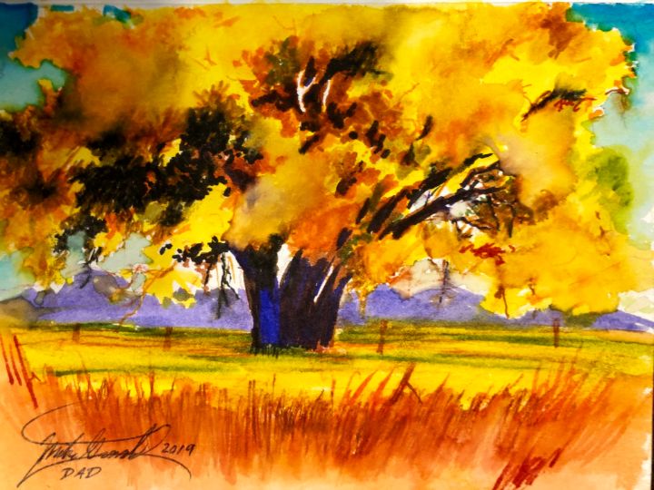 Art of the Day: "Solitary Autumn Cottonwood". Buy at: ArtPal.com/mikegrant1208?…