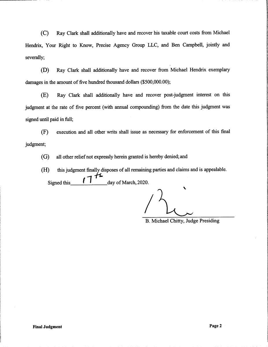 In 2020, a Kaufman County jury found Mike Hendrix, now challenging progressive Rep. Terry Meza in the HD105 Dem primary, liable on four counts of defamation. Damages: over $774K plus $500K exemplary. #HD105 #TXLege