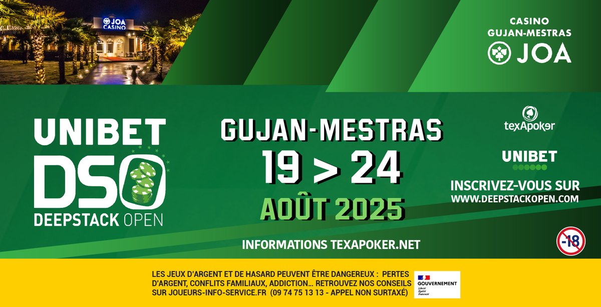 TexapokerLive's tweet image. 😍 Le Bassin d’Arcachon et son Casino JOA de Gujan-Mestras, lieu incontournable pour la prochaine étape de l’Unibet DeepStack Open du 19 au 24 août ! #poker #pokerlive #UDSO
✍ Toutes les infos texapoker.net/fr/actualites/…