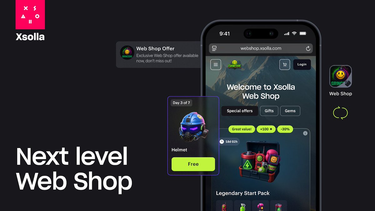 Xsolla's tweet photo. #Mobilegames are moving D2C — and winning.

With the latest Xsolla Web Shop updates, you can:
- Keep more of your revenue
- Build stronger player relationships
- Launch faster

Our Web Shop solution just got a major upgrade.
See the new features: https://t.co/rfa5epTb2j https://t.co/EAC7FuPGIo