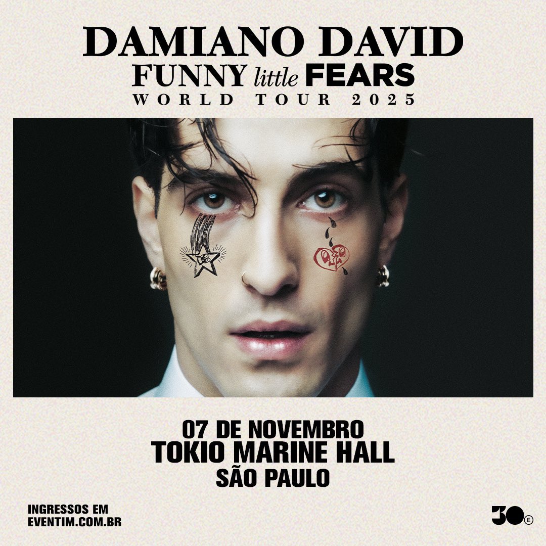 Tdos os ingressos para o show de Damiano David estão indisponíveis no site oficial! 

Pode ser que voltem ingressos? Sim. Mas uma coisa é certa: o show está perto de lotar. Que coisa linda! 🥹🇧🇷 

Qualquer atualização trago aqui!