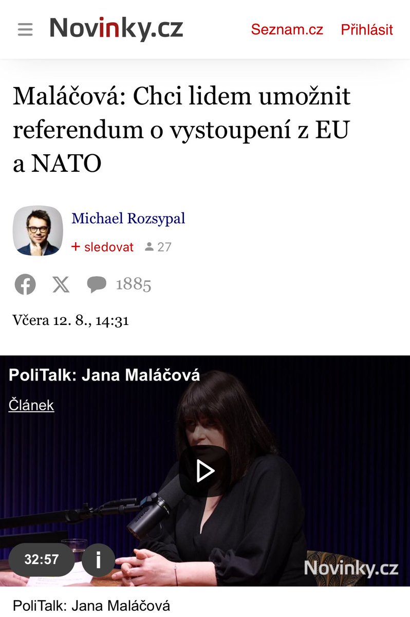 Paní Maláčová chce referendum o vystoupení z EU a NATO. Ano, ta samá Maláčová, která díky penězům evropských daňových poplatníků vystudovala v EU dvě vysoké školy. Jak je to s tím kázáním o víně a vodě…?🤔