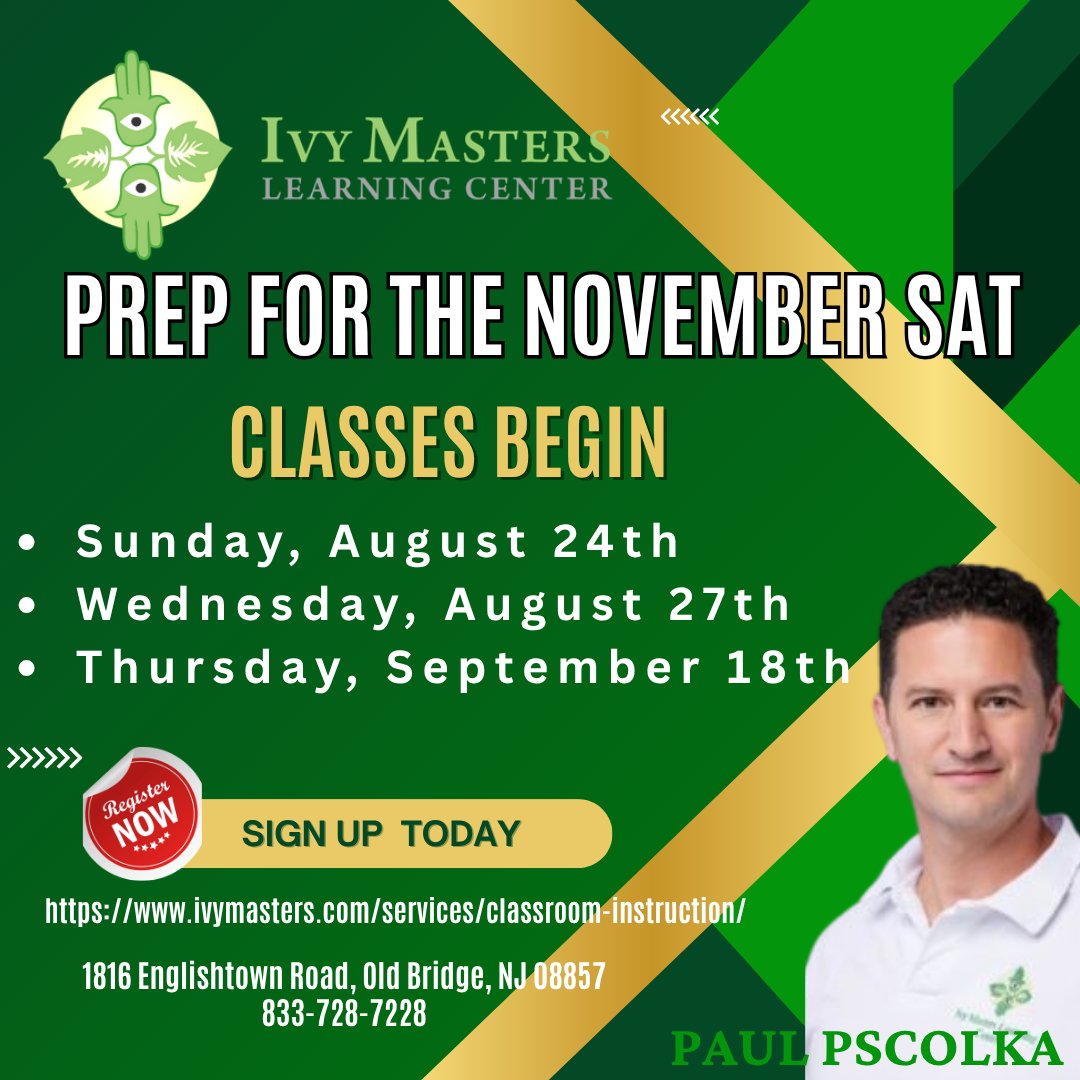 Prep for the November SAT!
Register today!
ivymasters.com/services/class…