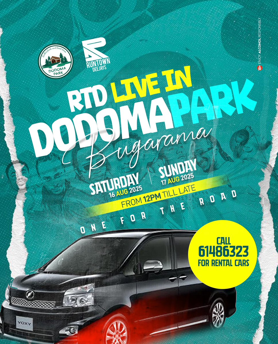 Two days of non-stop vibes in Bugarama! RTD takes over Dodoma Park on August 16 &amp; 17 — music, energy, and pure good times guaranteed🔥