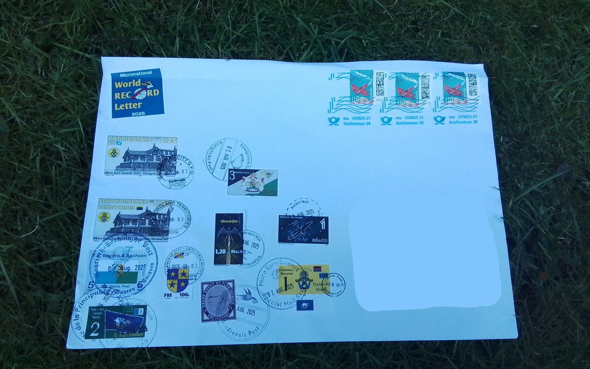 A new micronational world record was achieved at the Micro Euro Summit 2025! 13 postal authorities had their stamps featured on these letters. This marks, another milestone of cooperation at an MES, a perfect place for micronations to do such things together.
