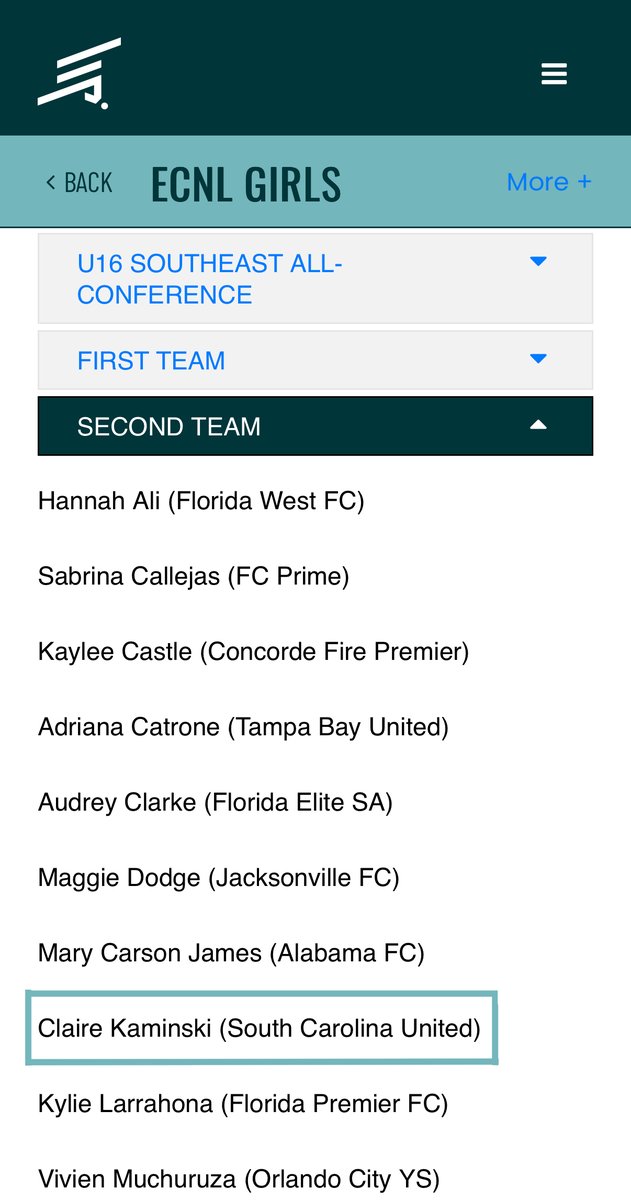 So blessed to have been named to the 2024-2025 ECNL Southeast All-Conference second team! <a href="/SCUnited_FC/">SC United FC</a> <a href="/TannerOsborne27/">Tanner Osborne</a> <a href="/tikitakaklu/">Tomasz Kluszczynski 🇵🇱/🇺🇸</a> <a href="/ECNLSoutheast/">ECNL Southeast Girls</a> <a href="/ECNLgirls/">ECNL Girls</a> <a href="/ImCollegeSoccer/">College Soccer Truth ™</a> <a href="/ImYouthSoccer/">ECNL/GA/Recruiting/College Soccer</a>