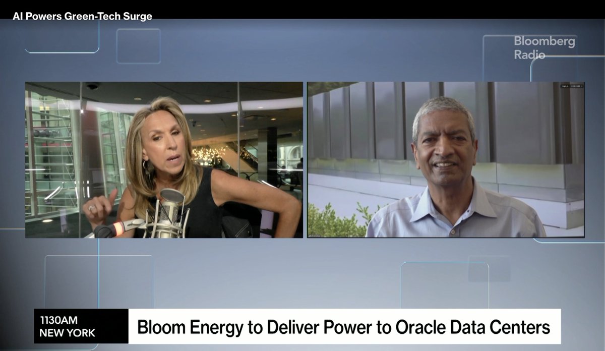 Bloom_Energy's tweet photo. By 2030, hyperscalers will need as much power as every U.S. home combined.

Bloom was built for this moment.

Our CEO KR Sridhar joined @carolmassar and @davidgura at @business to share how fuel cells are powering the AI revolution.

🎥 : https://t.co/NrrwEnUPuG https://t.co/rOi96opFyB