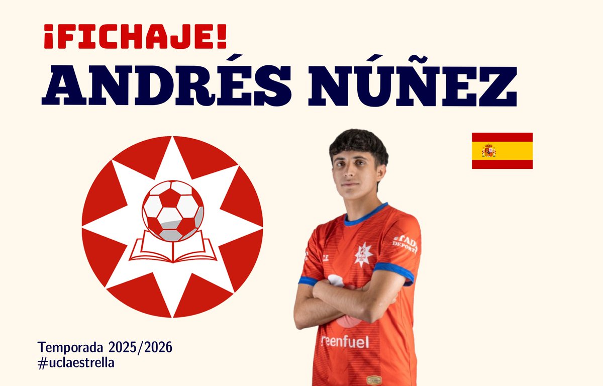 UCLaEstrella's tweet photo. ✍️𝗙𝗜𝗖𝗛𝗔𝗝𝗘 

👉 ᴀɴᴅʀᴇs
🏃 ᴅᴇғᴇɴsᴀ 
🤝 Fɪᴄʜᴀᴅᴏ

Presente y futuro del club. Debutó de la mano de Sabino en 3ª RFEF con 16 años. Ahora pasa a formar parte del primer equipo como senior. Defensa polivalente que dará muchas alegrías a la afición.

♥️💙 https://t.co/WTl05NqEmU