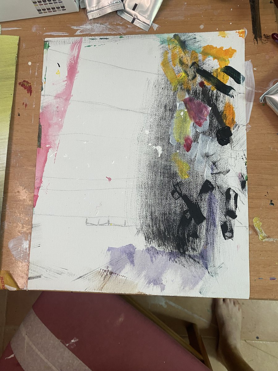 Pablo_Rocksey_M's tweet photo. old bit of canvas from the pile,
started today
Title ‘Cowboy'
#colourgradient
#acrylics
#painting
#art
I know it doesn't look like it yet
#artist
#abstract #interiordesign #gallery #colourfieldpainting #minimal #tattooart https://t.co/FWFsNqx4eH