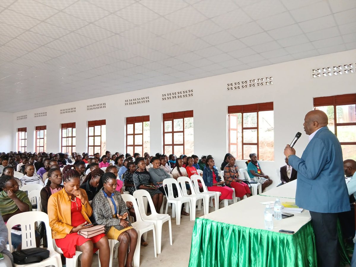 #HAPPENING_NOW: ORIENTATION DAY 3

 Rev. Fr. Dr. Deus Karemire, the Vice-Chancellor Addressing First Year students during their orientation.