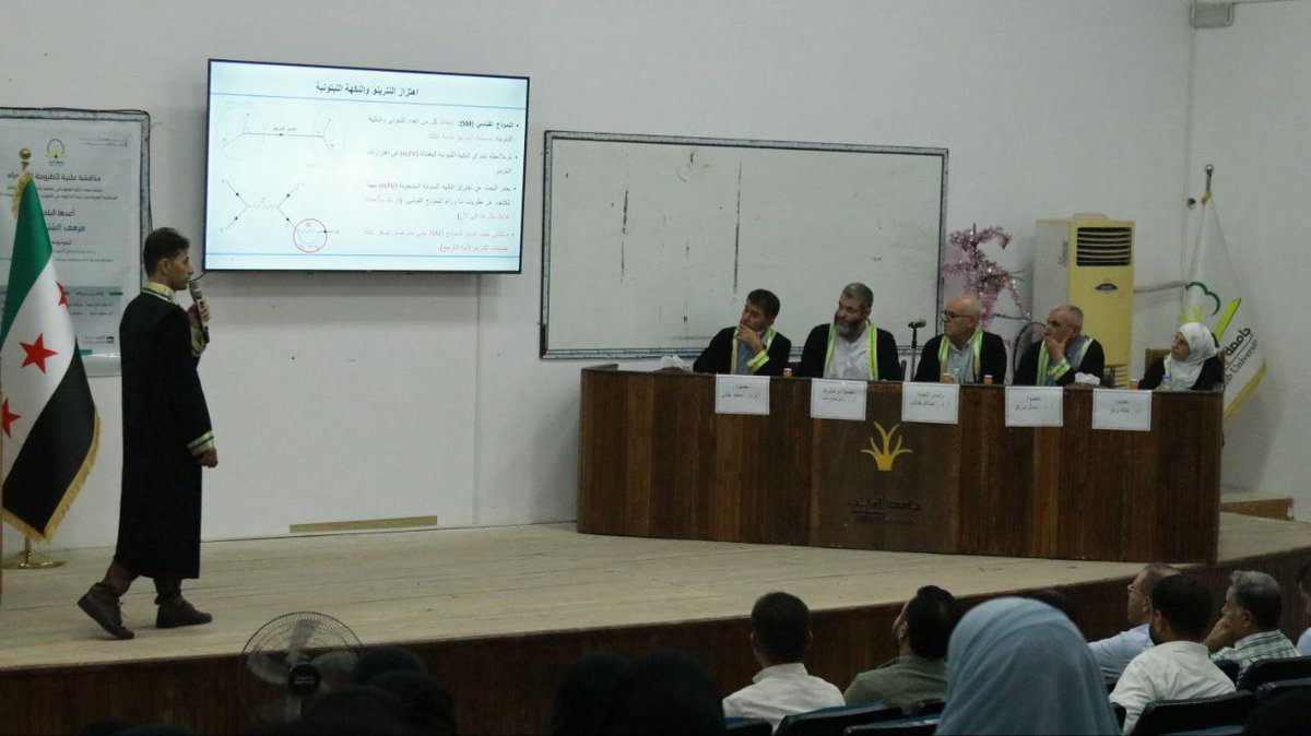 مناقشة علنية لرسالة دكتوراه في الفيزياء بجامعة إدلب للباحث "مُرهف السيد علي" وبعد المناقشة نال الطالب درجة الدكتوراه بتقدير شرف بنسبة 96%، وسط إشادة علمية بعمق البحث وأصالته.

#الجمهورية_العربية_السورية
#وزارة_التعليم_العالي_والبحث_العلمي
#جامعة_إدلب