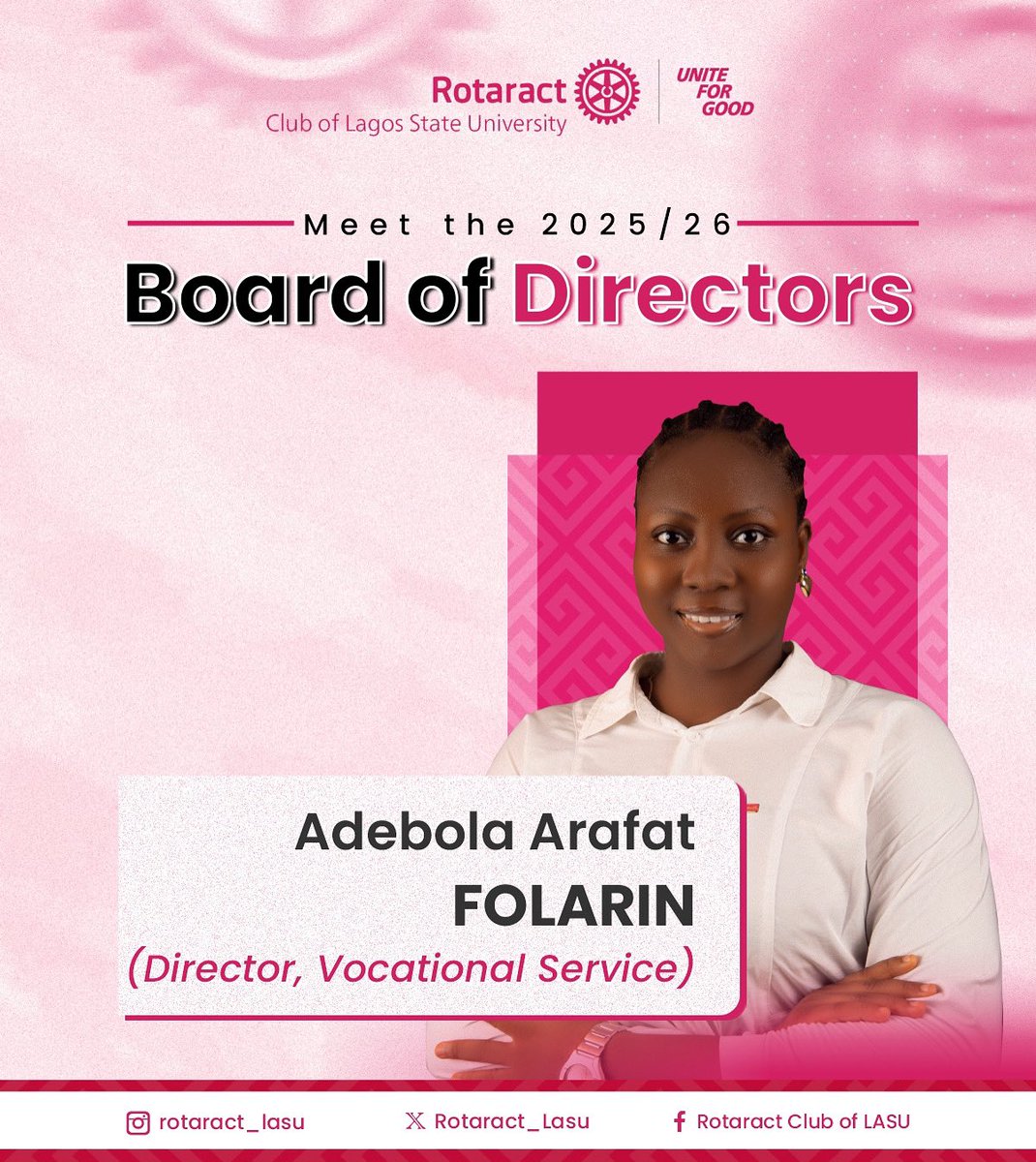 Rotaract Club Of Lagos State University (@rotaract_lasu) on Twitter photo *Meet Adebola Arafat Folarin, our Vocational Service Director for the 2025/26 Rotary year!* 💼
Committed to helping members develop professional skills while serving the community, Adebola will lead initiatives that inspire excellence in every vocation.
Cheers🥂<a href="/officialmikun/">MIKUN✨⭐🦋⚡⭐⭐</a> *Meet Adebola Arafat Folarin, our Vocational Service Director for the 2025/26 Rotary year!* 💼
Committed to helping members develop professional skills while serving the community, Adebola will lead initiatives that inspire excellence in every vocation.
Cheers🥂<a href="/officialmikun/">MIKUN✨⭐🦋⚡⭐⭐</a>