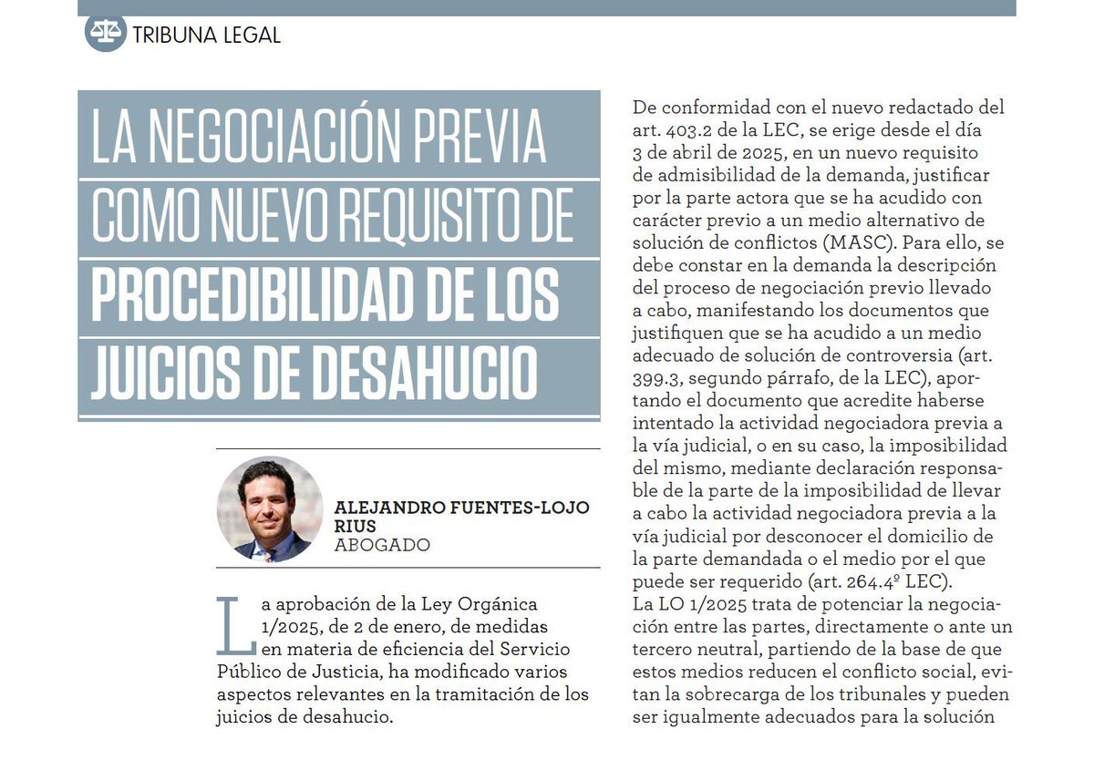 CAFMadrid (@cafmadrid) on Twitter photo ⚖️ La negociación previa como nuevo requisito de procedibilidad de los juicios de desahucio. Por Alejandro Fuentes-Lojo Rius <a href="/fuenteslojoa/">A. Fuentes-Lojo</a>, abogado, en la revista de los #AFColegiados
👇 ¡Lee y difunde!
cafmadrid.es/revista-oficia… ⚖️ La negociación previa como nuevo requisito de procedibilidad de los juicios de desahucio. Por Alejandro Fuentes-Lojo Rius <a href="/fuenteslojoa/">A. Fuentes-Lojo</a>, abogado, en la revista de los #AFColegiados
👇 ¡Lee y difunde!
cafmadrid.es/revista-oficia…