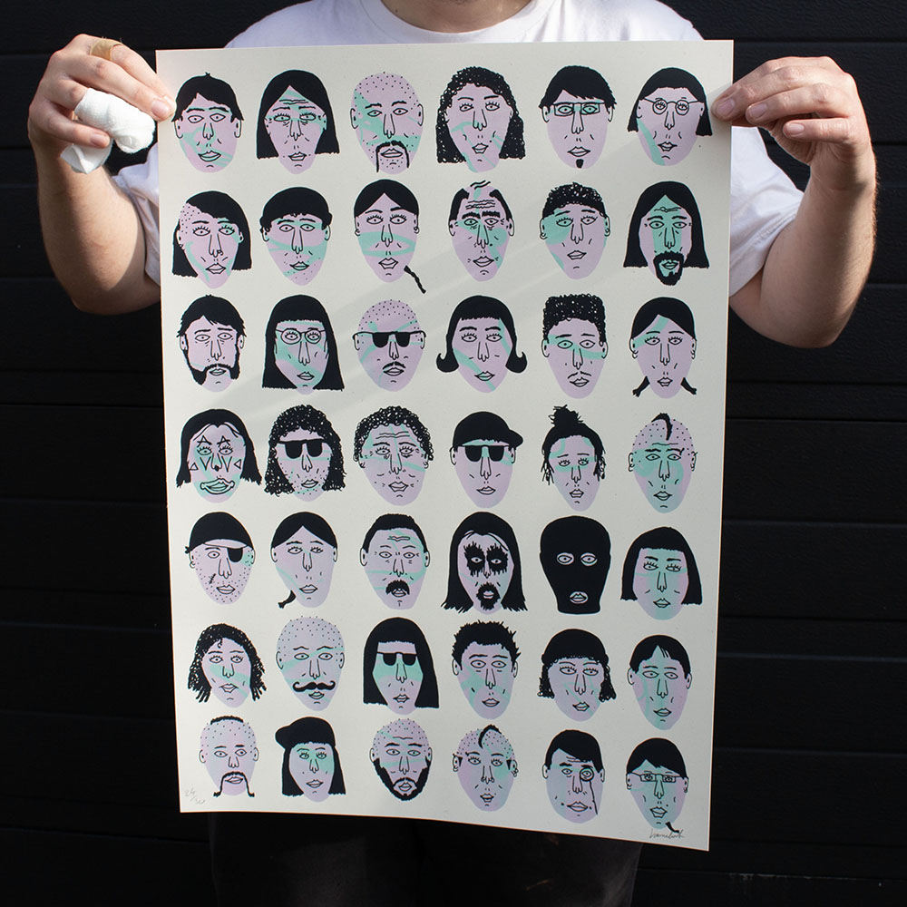 42 Faces (Purple &amp; Green) Screen Print - Edition of 30, signed and numbered.

Available here - etsy.com/uk/listing/429…