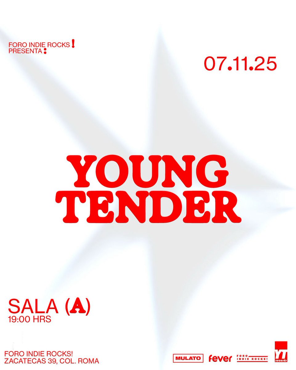 ¿Listo para soñar? ☁️ Young Tender en el Foro Indie Rocks! el 7 de noviembre 

El pretexto perfecto para llevarnos a los 80 con su universo synth-pop ✨