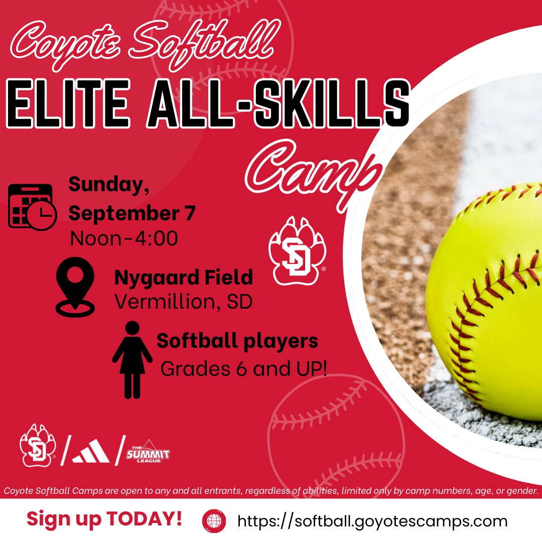 Maybe you've been too busy to attend a Coyote camp this year... Or maybe you did, loved it so much and want to come back... 

Either way - our final Elite Camp is just over three weeks away! Grow your game and show your stuff!

Register: softball.goyotescamps.com/all-skills-cam…