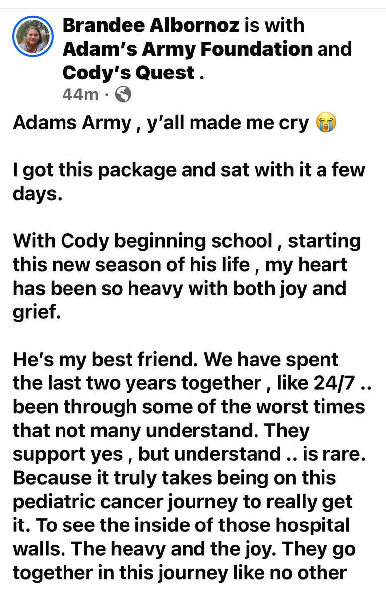 AdamsArmyFdtn's tweet photo. THIS RIGHT HERE! 💛🎗️It’s exactly why we do what we do. ALL for the kids and the families! And it’s because of YOU, all our Army is beside us, keeping us strong and focused on our mission. 

Thank you Brandee for your very kind words!! 🥹

#adamsarmy #codysquest  #childhoodcancer #gogold