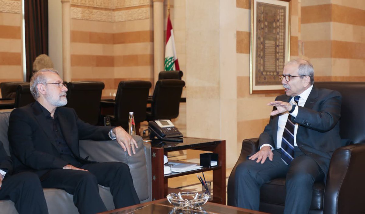 Lebanese Prime Minister Nawaf Salam after meeting with Ali Larijani: “Lebanon is a small country that has long suffered from the interference of others. It is time to turn the page. Lebanon will not accept being used as a platform to settle scores or sending regional messages.“