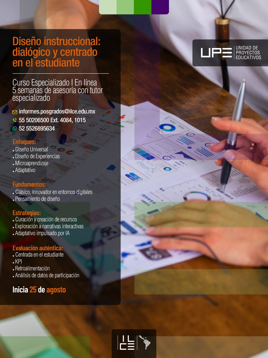 Lleva tus clases al siguiente nivel con el #ILCE🚀 

Domina estrategias de #DiseñoInstruccional innovadoras con asesoría personalizada y enfoque en la experiencia del estudiante. 

Crea entornos digitales dinámicos y evaluaciones auténticas que marcan la diferencia. 

📅 Inicia
