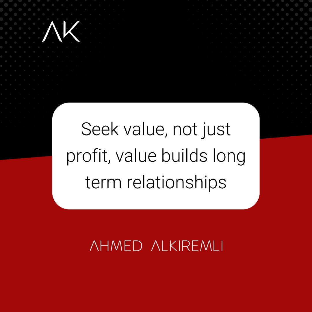 AhmedAlKiremli's tweet image. #ValueFirst #LongTermSuccess #BusinessEthics #CustomerValue #RelationshipBuilding
#قيم_عملك #علاقات_ناجحة #أخلاقيات_العمل #رضا_العملاء #قيم_أولا