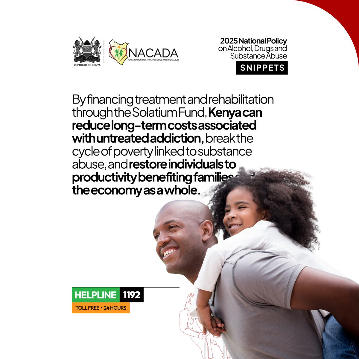 NACADA Kenya (@nacadakenya) on Twitter photo ๐ก Breaking the Cycle, Building a Brighter Kenya!
Did you know? The Solatium Fund isnโt just about treatment, itโs an investment in Kenyaโs future! ๐ฐโค๏ธ
By funding rehab and recovery, we can:
โ๏ธ Cut long-term costs of untreated addiction
โ๏ธ Break the poverty cycle fueled by ๐ก Breaking the Cycle, Building a Brighter Kenya!
Did you know? The Solatium Fund isnโt just about treatment, itโs an investment in Kenyaโs future! ๐ฐโค๏ธ
By funding rehab and recovery, we can:
โ๏ธ Cut long-term costs of untreated addiction
โ๏ธ Break the poverty cycle fueled by
