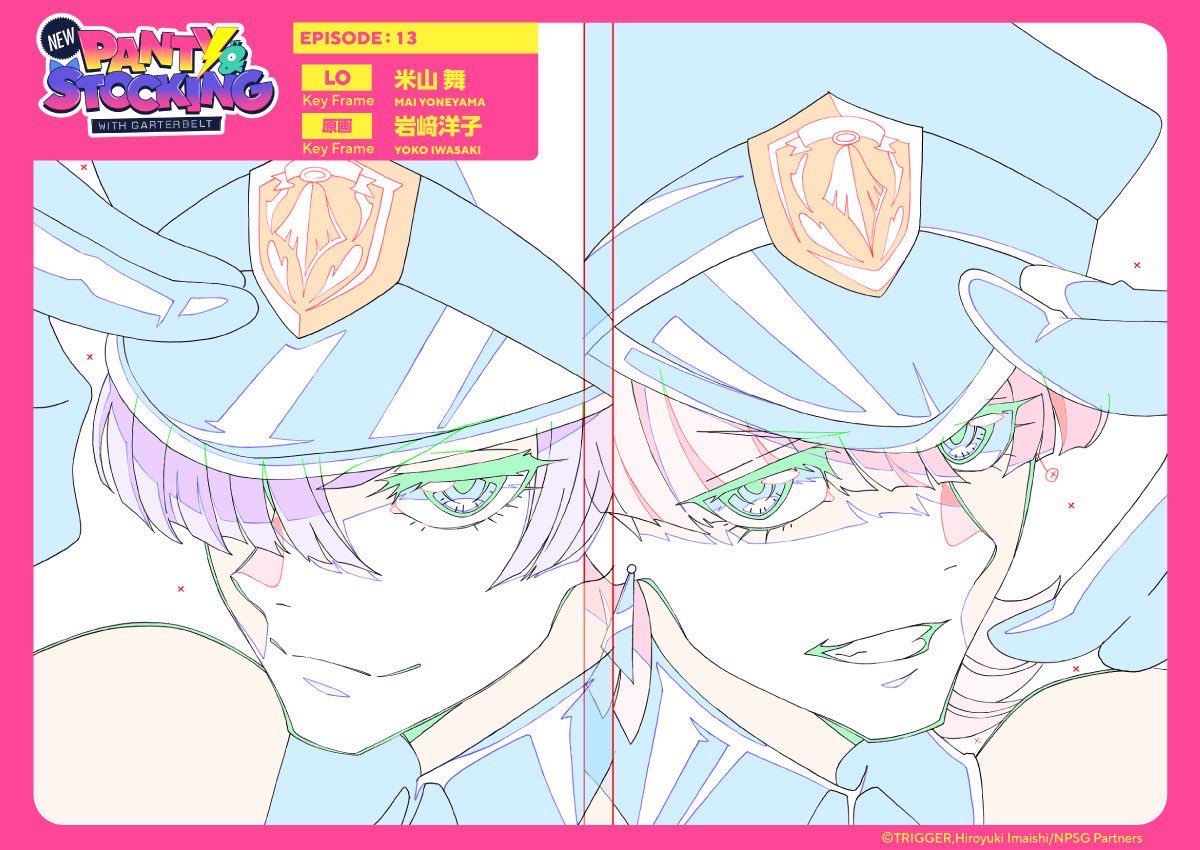 trigger_inc's tweet photo. New PANTY & STOCKING with GARTERBELT
EPISODE：13
「天使兄弟現わる」

TV放送・Prime Video最速配信ご視聴ありがとうございました！

＜STAFF＞
ストーリー原案：今石洋之、若林広海
シナリオ：うえのきみこ
絵コンテ：今石洋之
演出：河野友紀
作画監督：土肥志���、菅野一期
制作進行：岩澤秀樹

ほか、参加して頂いたスタッフの皆さまありがとうございました‼️

担当制作進行が厳選した原画もご紹介🎨💫
#NewPSG #Newパンスト