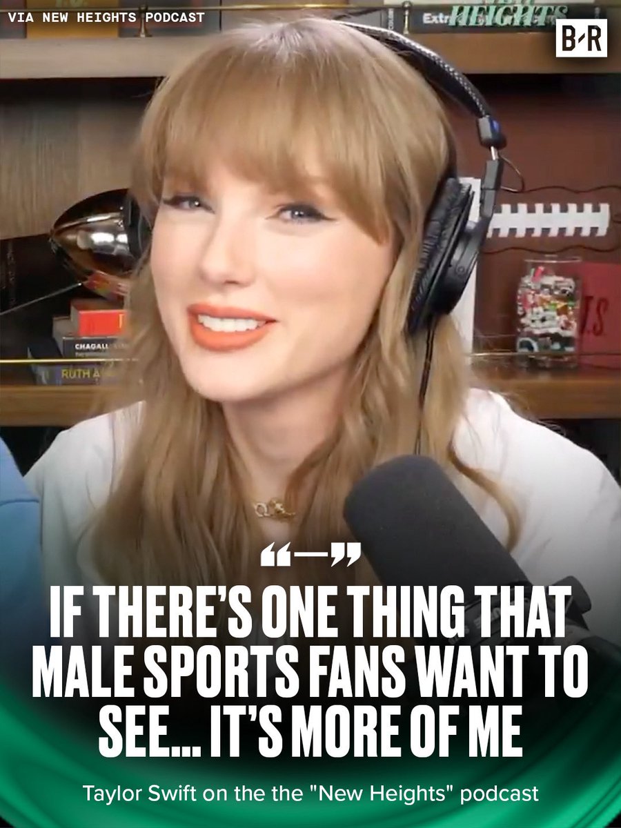 BleacherReport's tweet image. Taylor Swift jokes about being on the New Heights podcast 😭💀

(via @newheightshow)
