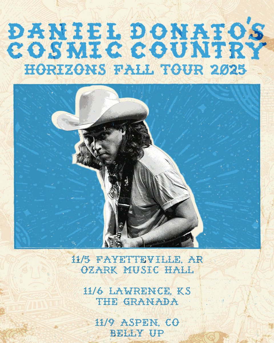 Howdy, y’all. Let’s all get Cosmic this Fall. Yeehaw! 🤠 

The Cosmic Country Club pre-sale for these 3 new dates begins now. 

General on sale is this Friday, August 15 at 10am CT. #cosmiccountry

danieldonato.com