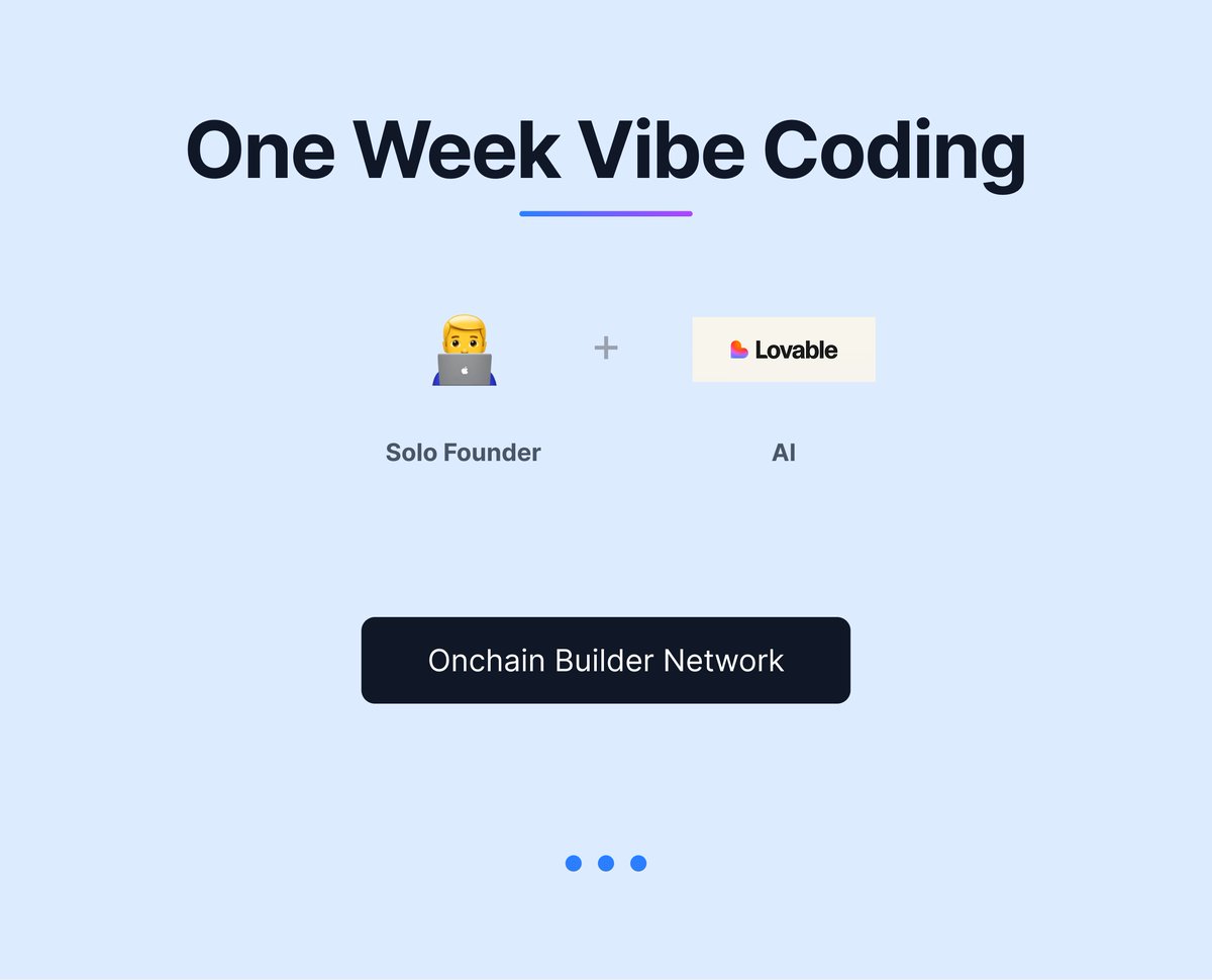 One Week Vibe Coding a Side Project — Onchain Builder Network

Starting tomorrow, 7 nights, 8pm-12am after work. Lock in, focus, ship.

This article mainly covers two things: first, why I’m doing the One Week Vibe Coding a Side Project challenge; and second, why the project I’m